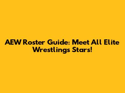 AEW Roster Guide: Meet All Elite Wrestling's Stars!