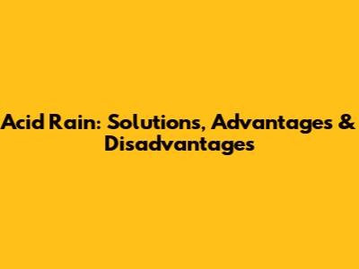 Acid Rain: Solutions, Advantages & Disadvantages