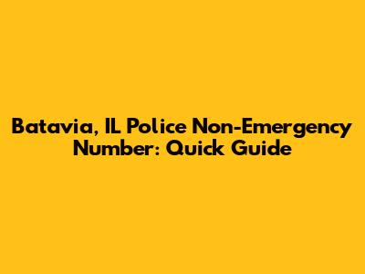 Batavia, IL Police Non-Emergency Number: Quick Guide