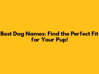 Best Dog Names: Find the Perfect Fit for Your Pup!