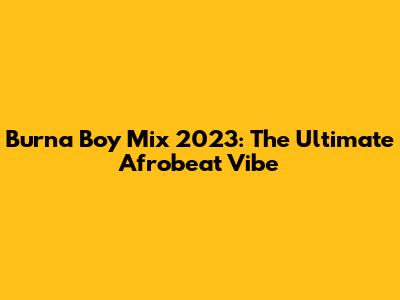 Burna Boy Mix 2023: The Ultimate Afrobeat Vibe