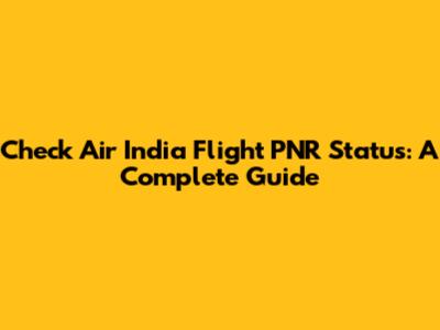Check Air India Flight PNR Status: A Complete Guide