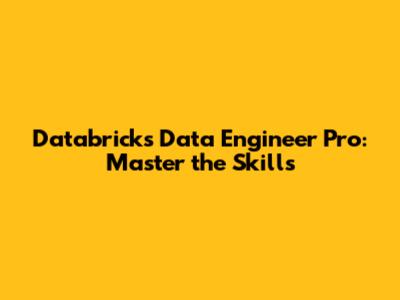 Databricks Data Engineer Pro: Master the Skills