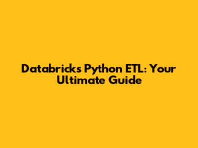 Databricks Python ETL: Your Ultimate Guide