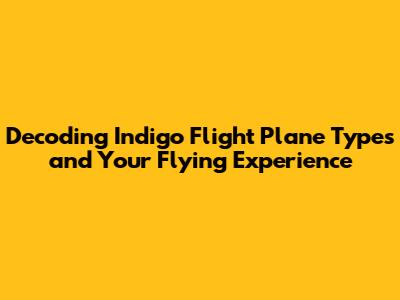 Decoding Indigo Flight Plane Types and Your Flying Experience