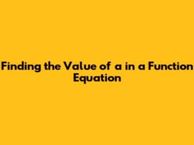 Finding the Value of 'a' in a Function Equation