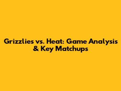 Grizzlies vs. Heat: Game Analysis & Key Matchups