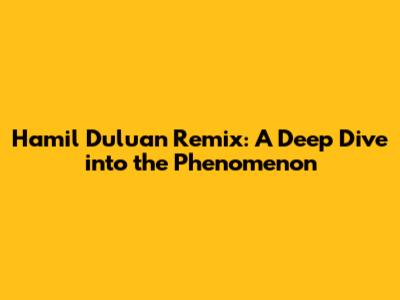 Hamil Duluan Remix: A Deep Dive into the Phenomenon
