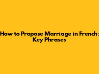 How to Propose Marriage in French: Key Phrases
