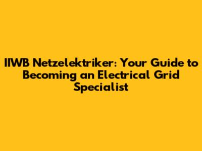 IIWB Netzelektriker: Your Guide to Becoming an Electrical Grid Specialist