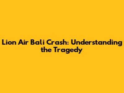 Lion Air Bali Crash: Understanding the Tragedy