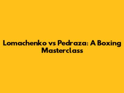 Lomachenko vs Pedraza: A Boxing Masterclass