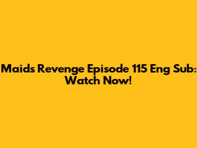 Maid's Revenge Episode 115 Eng Sub: Watch Now!