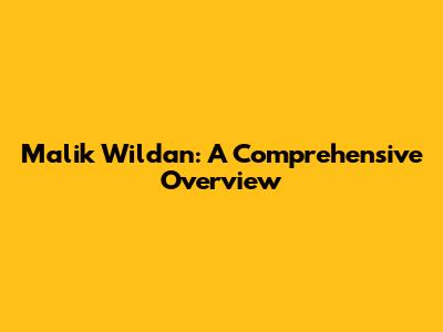 Malik Wildan: A Comprehensive Overview