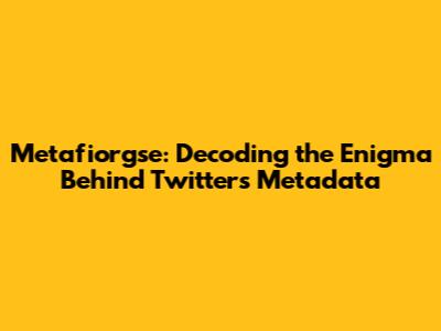 Metafiorgse: Decoding the Enigma Behind Twitter's Metadata
