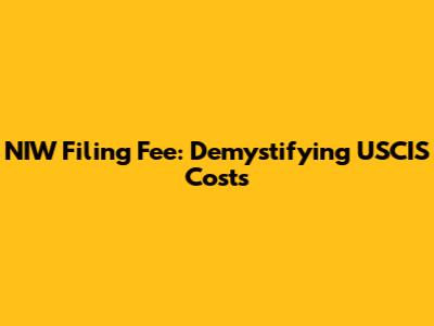 NIW Filing Fee: Demystifying USCIS Costs