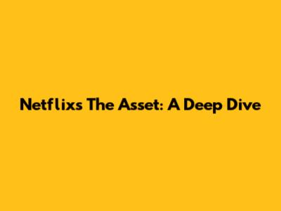 Netflix's The Asset: A Deep Dive