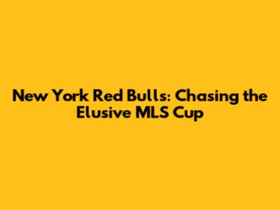 New York Red Bulls: Chasing the Elusive MLS Cup