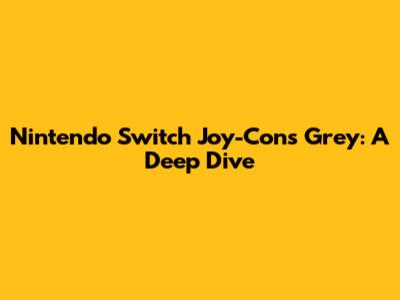 Nintendo Switch Joy-Cons Grey: A Deep Dive