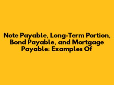 Note Payable, Long-Term Portion, Bond Payable, and Mortgage Payable: Examples Of