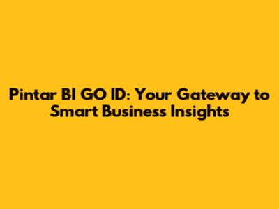 Pintar BI GO ID: Your Gateway to Smart Business Insights