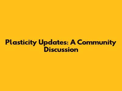 Plasticity Updates: A Community Discussion
