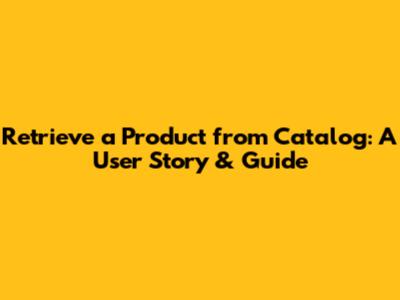 Retrieve a Product from Catalog: A User Story & Guide