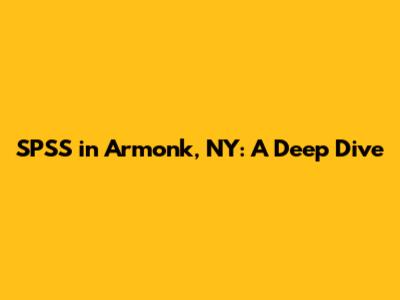 SPSS in Armonk, NY: A Deep Dive