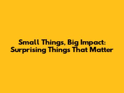 Small Things, Big Impact: Surprising Things That Matter