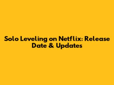 Solo Leveling on Netflix: Release Date & Updates