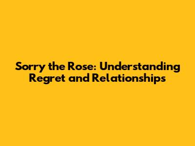 Sorry the Rose: Understanding Regret and Relationships