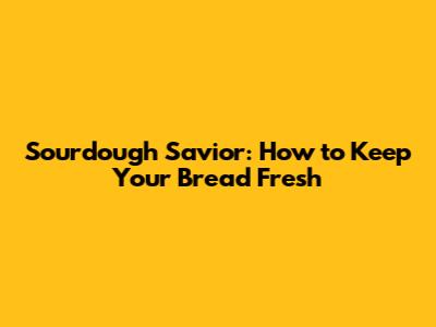 Sourdough Savior: How to Keep Your Bread Fresh
