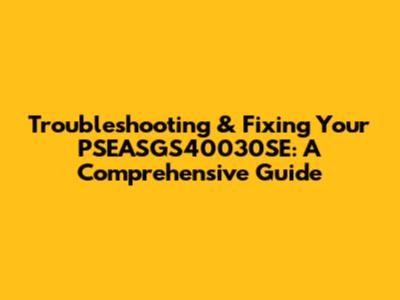 Troubleshooting & Fixing Your PSEASGS40030SE: A Comprehensive Guide