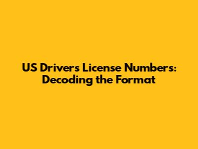 US Driver's License Numbers: Decoding the Format