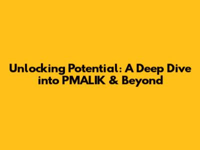 Unlocking Potential: A Deep Dive into PMALIK & Beyond