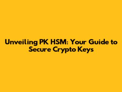 Unveiling PK HSM: Your Guide to Secure Crypto Keys