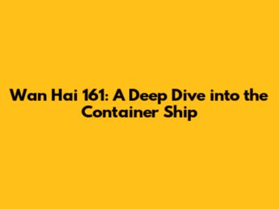 Wan Hai 161: A Deep Dive into the Container Ship
