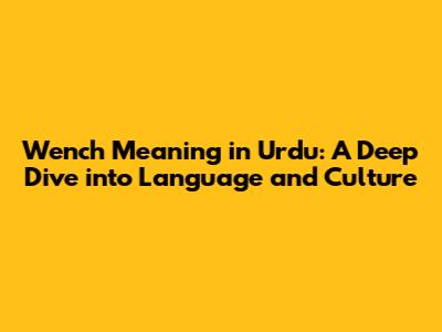 Wench Meaning in Urdu: A Deep Dive into Language and Culture