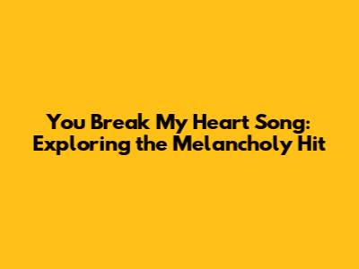 You Break My Heart Song: Exploring the Melancholy Hit