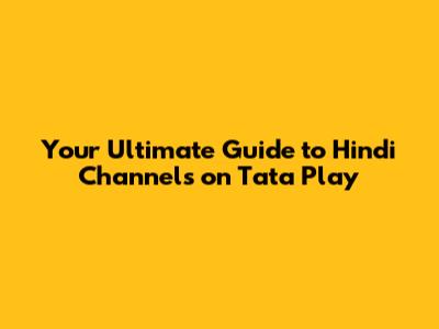 Your Ultimate Guide to Hindi Channels on Tata Play