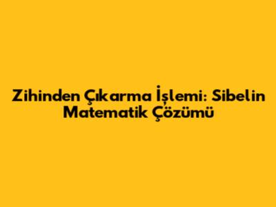 Zihinden Çıkarma İşlemi: Sibel'in Matematik Çözümü