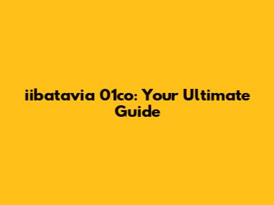 iibatavia 01co: Your Ultimate Guide